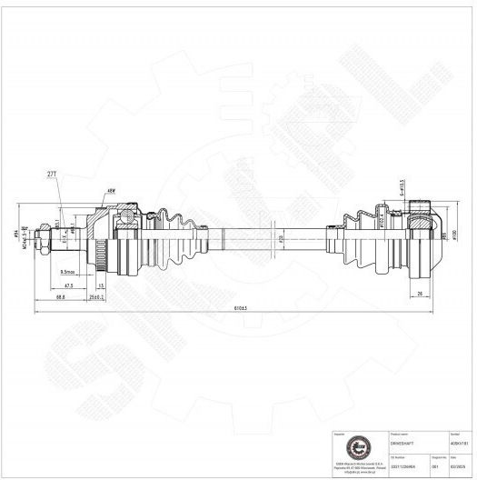 Ημιαξόνιο Bmw 3 Z4 Πίσω Αριστερό 33211226904