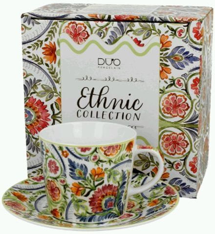 Φλιτζάνι 250ml Πιατάκι Κουτί Duo Ethnic Collection Mayflower