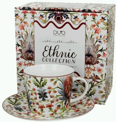 Φλιτζάνι 250ml Πιατάκι Κουτί Duo Ethnic Collection Marbella
