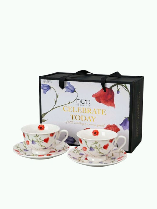 Σετ Φλιτζάνια Πιατάκια Κουτί Duo Flowers Royal Angela 2 Τμχ