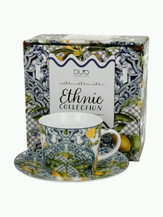 Φλιτζάνι 250ml Πιατάκι Κουτί Duo Ethnic Collection Soledad