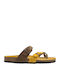 Leder Flache Damen Sandalen Braun