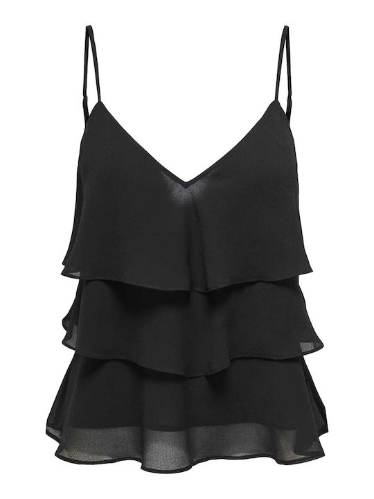 Only Singlet Γυναικεία Μπλούζα Αμάνικη Μαυρο