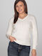 Women's Blouse with V-Neckline Ecru