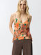 Women's Sleeveless Floral Multicolour Blouse