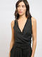 Women's Sports Polo Sleeveless Black Blouse