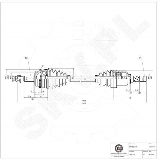 Ημιαξόνιο Nissan Interstar Opel Movano Renault Master Ii Εμπρός Αριστερό 95507091