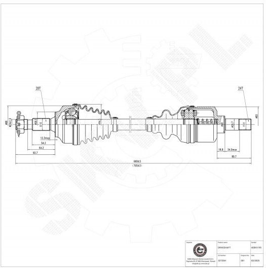 Getriebewelle für Citroen C5 III Peugeot 407 Vorder Links 3272GH