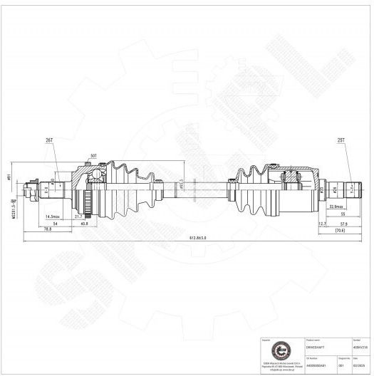 Ημιαξόνιο Κίνησης Honda Civic Vii Εμπρός Δεξιά 44305s5da01