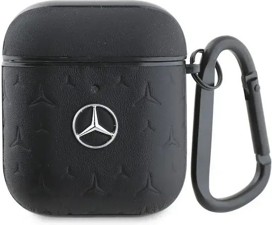 Mercedes-Benz Θήκη Δερμάτινη με Γάντζο σε Μαύρο χρώμα για Apple AirPods 1 / AirPods 2
