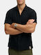 Merchant Short Sleeve Cotton Shirt In Regular Fit Black