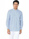Acorn Long Sleeve Shirt in Regular Fit Striped Blue