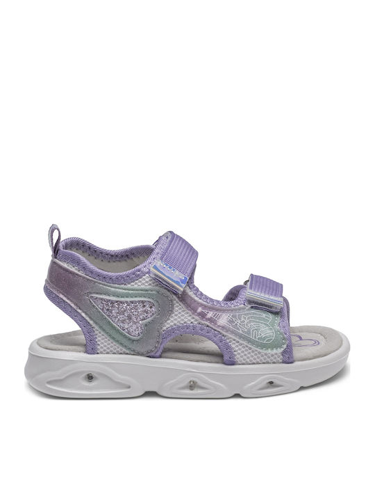 Alegria Sandale Copii Anatomici Cu Închidere Hoop & Loop Și Luminite Violet