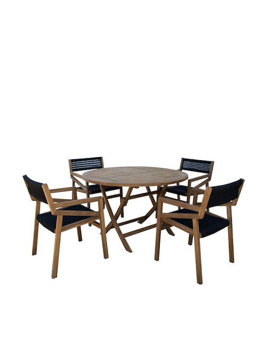 Set Sala De Mese Pentru Exterior Tambor 9 Piese Negru