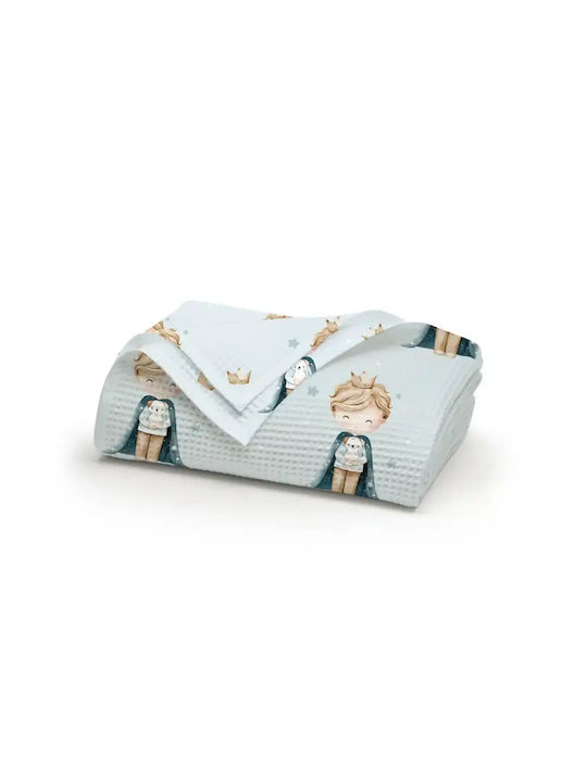 Borea Cot Blanket Little King Waffle Blue 160x2...