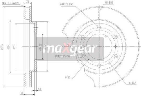 Maxgear Auto Bremsbeläge & Bremsscheiben Vorderseite Mitsubishi L200 2006 6111810