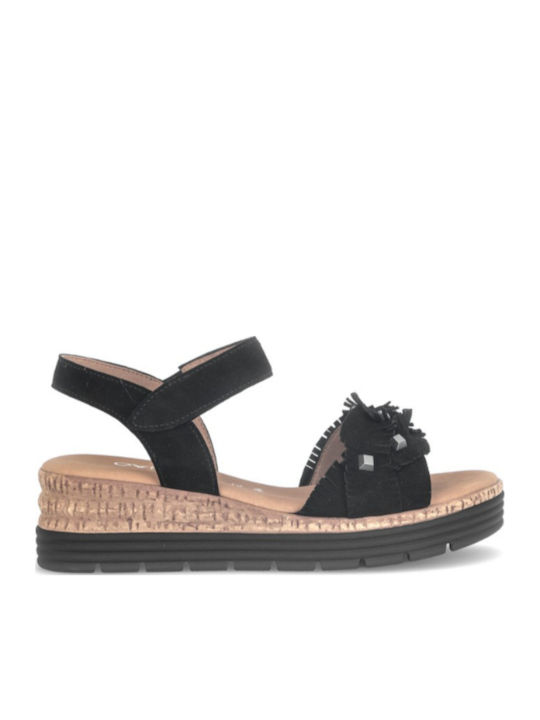 Gabor Leder Flache Damen Sandalen Schwarz