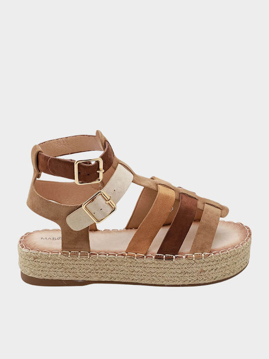 My Choice Women's Flat Sandals Gladiator Flatforms Brown