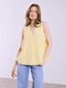 Celestino Women's Sleeveless Blouse Pleat Loose Fit Yellow