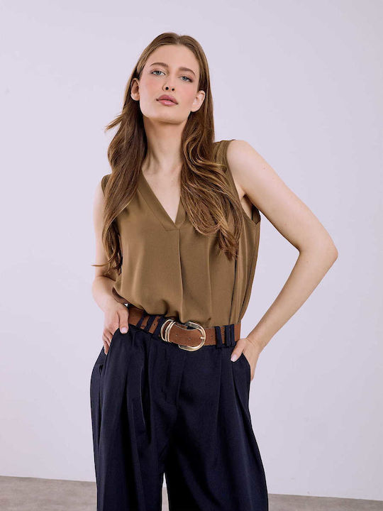 Celestino Damen Bluse Ärmellos Piqué Loose Fit ...