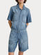 Damen Denim Jumpsuit Faded Thames Herstellerfarbe Blau