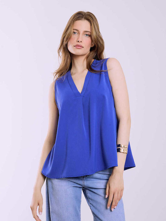 Celestino Damen Bluse Ärmellos Piqué Loose Fit ...