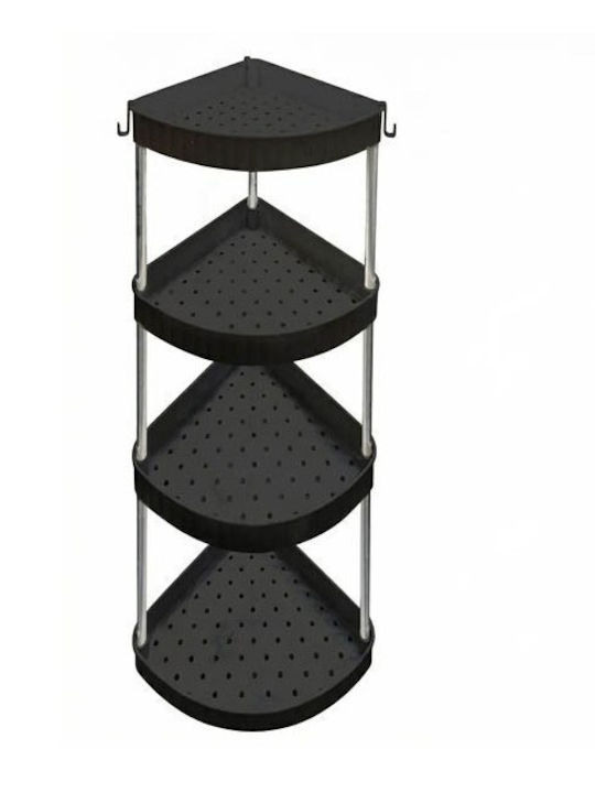 TnS Corner Bathroom Shelf Plastic with 4 Shelves Black