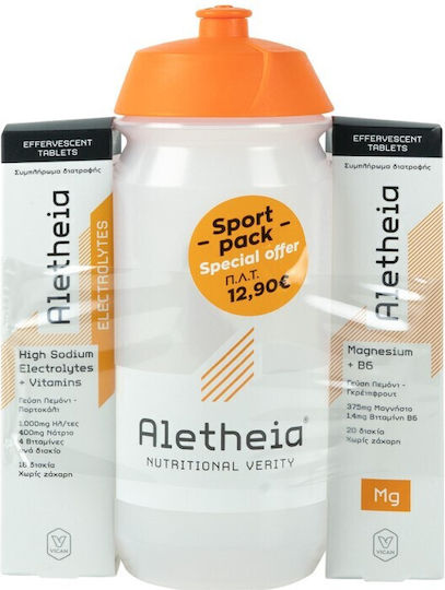 Aletheia Promo Sport Pack High Sodium Electrolytes & Vitamins Electrolytes 18 Effervescent Tablets & Magnesium & B6 20 Effervescent Tablets & Aletheia Bottle 500ml