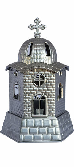 Vigil Oil Lamp Tabletop Metallic Zamac Oil Church Silver Color Size 17x11 cm