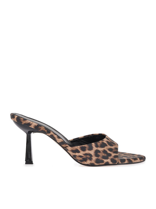 Leather Mules with High Heel