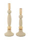 Set 2 Stück Metallische Kerzenhalter Matt Ecru Gold Ø 9,5x25-9,5x30
