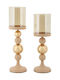Set 2 Stück Metall Kerzenhalter Matt Roségold Ø 10x32-10x36 cm