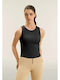 Damen Bluse Ärmellos Schwarze