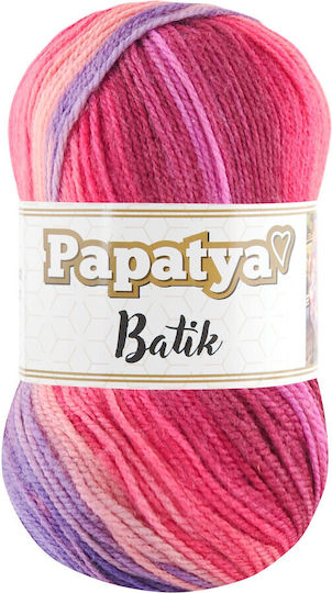 Kamgarn Papatya Batik Strickgarn Col554-47 Fuchsien-Magentarot Mehrfarbig Acrilyc 100g 360m