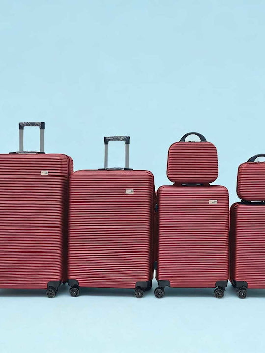 Homeone Hard Red Travel Suitcases with 4 Wheels Set of 6 Pieces