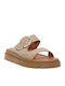 Δερμάτινα Γυναικεία Σανδάλια Flatforms Μπεζ
