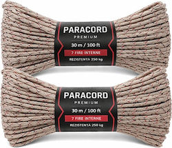 Set Două Frânghii Paracord Premium Depox Camuflaj Deșert Rezistență 250 Kg Nailon 30 M
