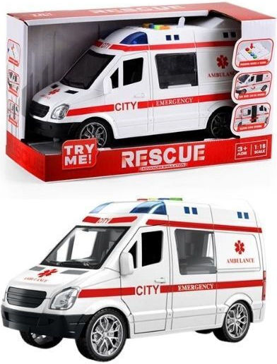 Mașinuță Ambulanță Scară 1:16 Pull Back pentru 3+ Ani