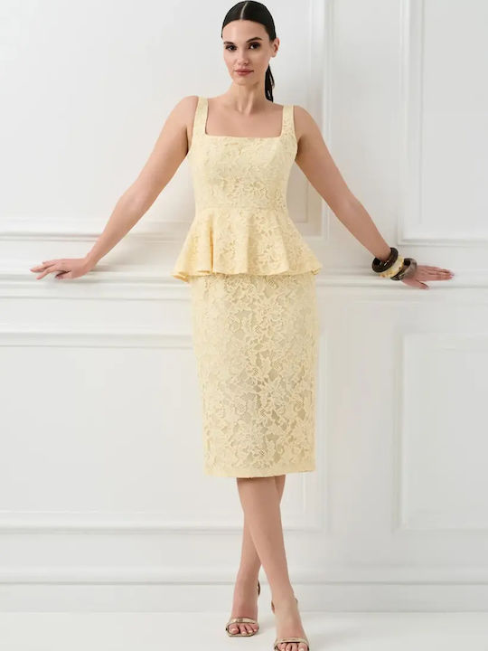 Desiree Peplum Καλοκαιρινό Midi Φόρεμα για Γάμο...