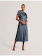 Midi Βραδινό Φόρεμα Γκρι