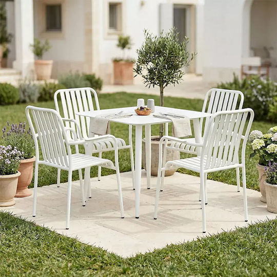 Heven Outdoor Dining Room Set 5 Pieces White