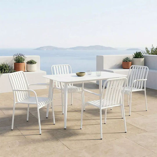 Garden & Outdoor Furniture Sets Dining Room Set Heven 5 Pieces White