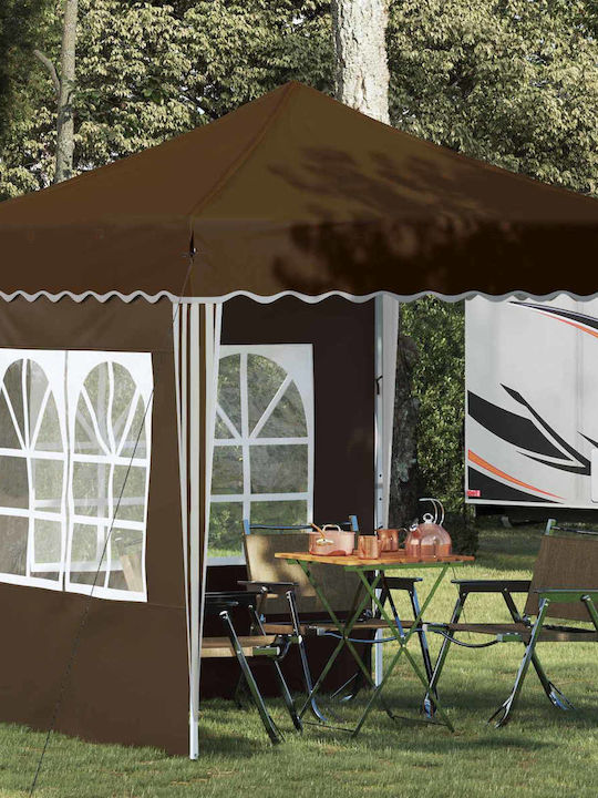 vidaXL Seitliche Sonnenschirm-Rolle für Garten Braun 1.95x1.95m