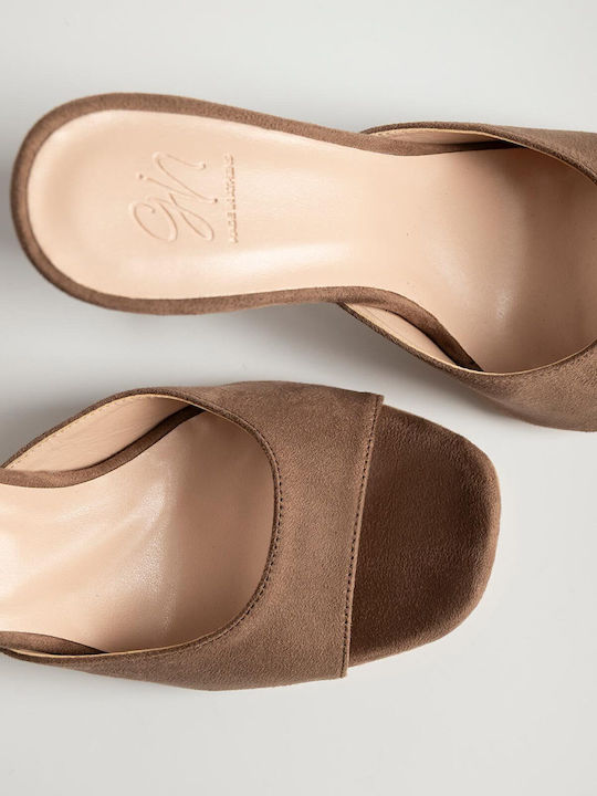 Bozikis Gin Suede Mules με Λεπτό Ψηλό Τακούνι σ...