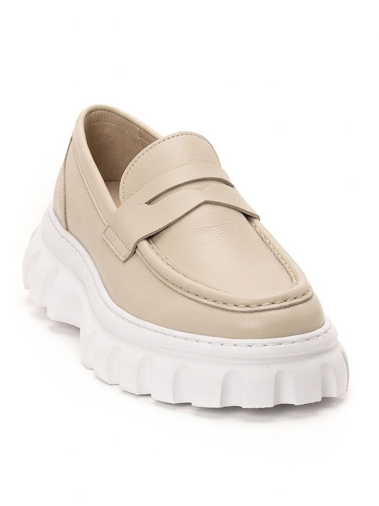 Δερμάτινα Ανδρικά Loafers σε Μπεζ Χρώμα