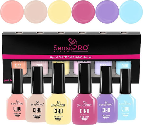 Set 6 Ciao One Step Semipermanent Nail Polishes Sensopro Milano Pastel Reflection
