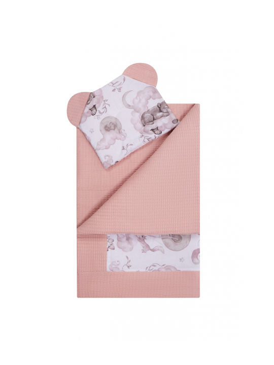 Bocioland Pătură Pepinieră Swaddling Pique Roz cu Animal 75x100cm