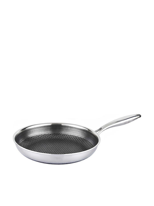 Cheffinger 32cm Pan Honeycomb Coating Long Handle Silver