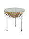 Round Black Glass Side Coffee Table W50xL50xH50cm