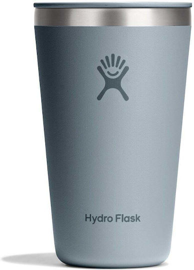 Hydro Flask All Around Ποτήρι Θερμός Πλαστικό 473ml Γκρί με Καλαμάκι και Λαβή